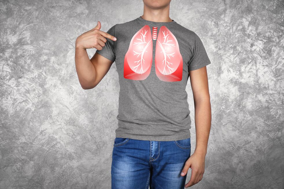 illustrazione dei polmoni di un uomo